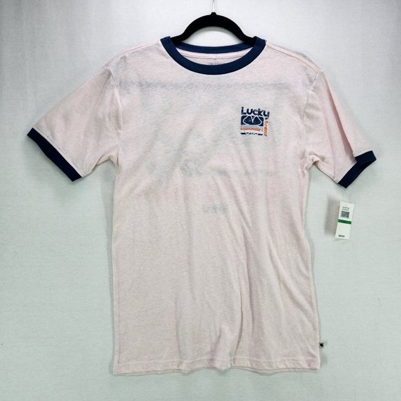 Lucky Brand Tops - Lucky Brand Ringer Tshirt Womens Large Pink 90s California Logo New